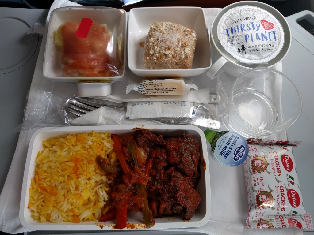 One of the in-flight meals I've had recently, some sort of mutton curry.